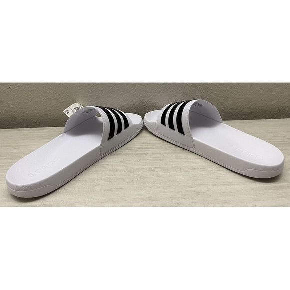 Adidas Mens Sz 10 Adilette Black White Shower Slide Open Toe Sandals NEW! - Picture 10 of 14